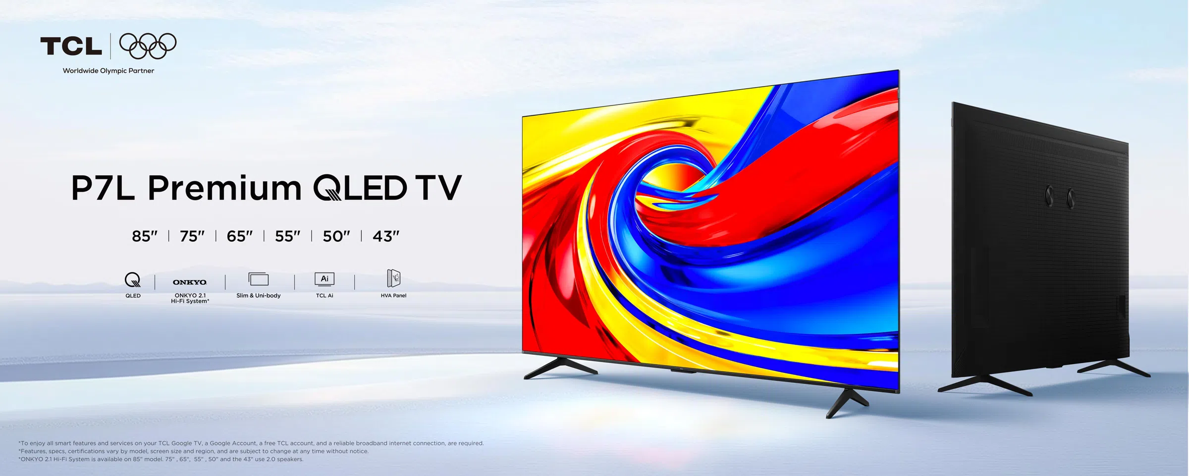 TCL 43P7L Premium QLED TV 43 pouces