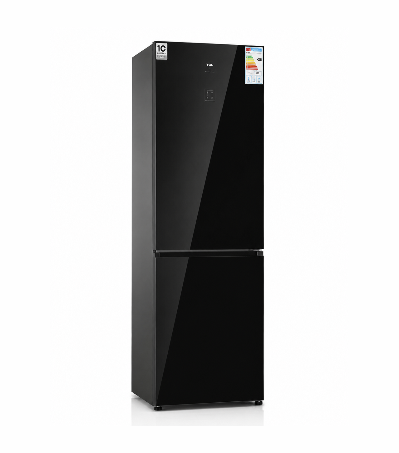 Réfrigérateur TCL P532BFBG — Combiné 363L Noir Verre A+