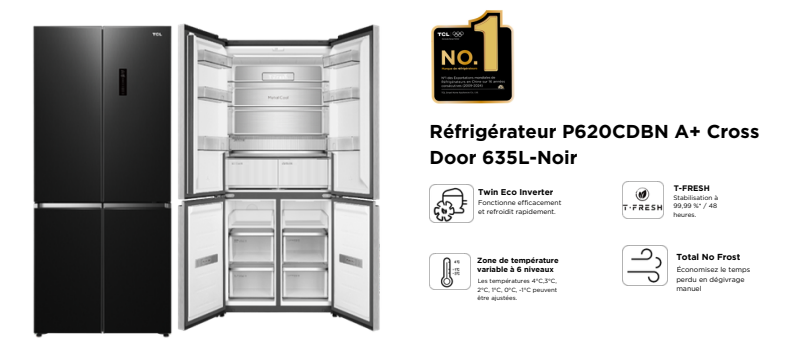 Technologies TCL P620CDBN Total No Frost Twin Eco Inverter