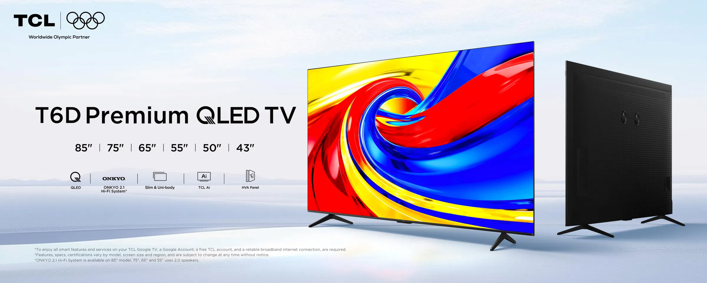 TV TCL 55T6D 55 pouces QLED 4K Google TV
