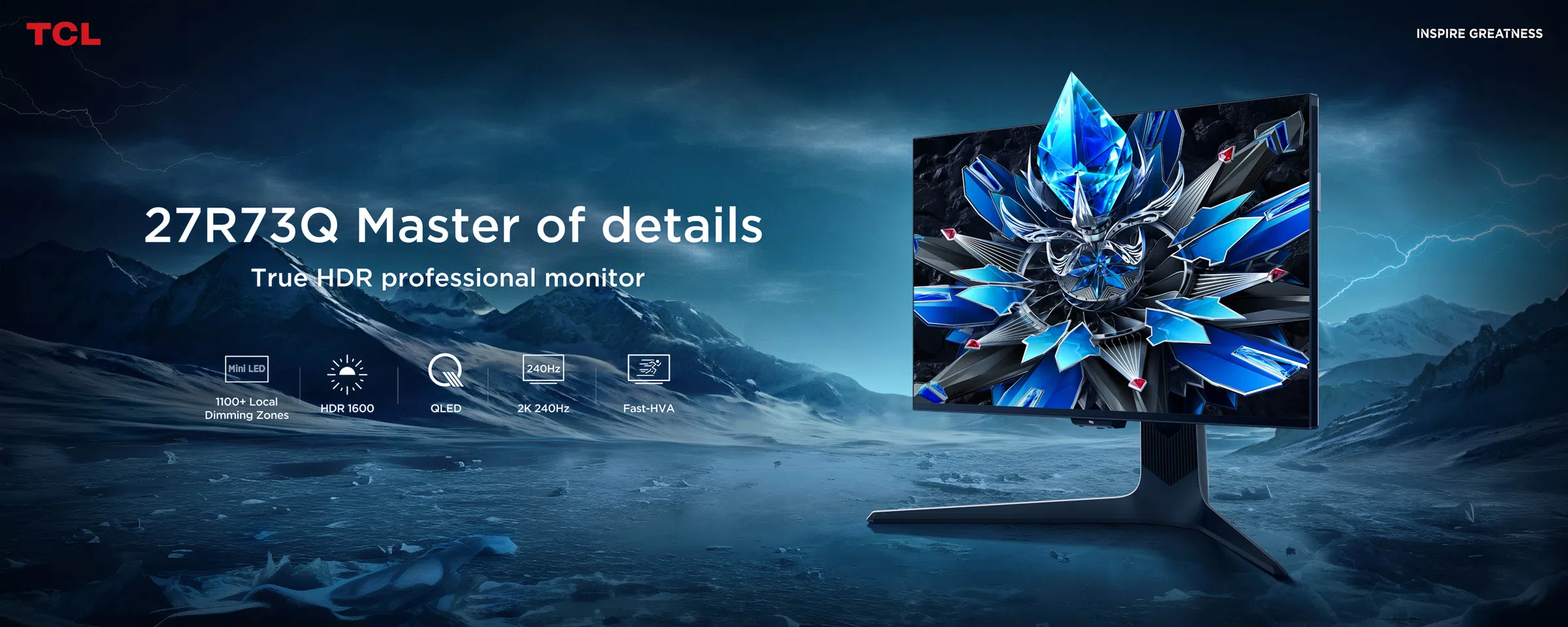 Moniteur Gaming TCL 27R73Q 27 pouces Mini LED 2K 240Hz